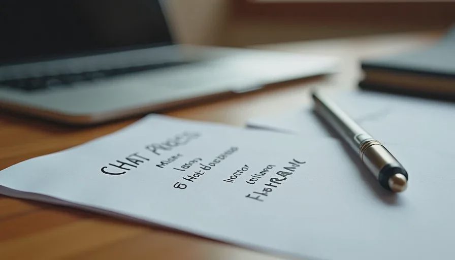 Chat volume versus real operational clarity Handwritten notes comparing chat activity with actual process gaps on a wooden desk.