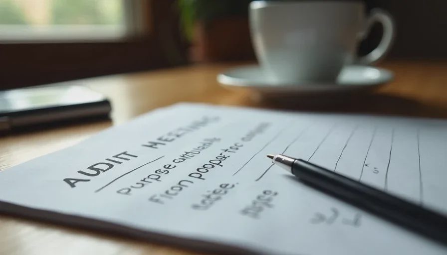 Handwritten 30-minute meeting audit notes showing purpose, actual topics, and one chosen change. Handwritten 30-minute meeting audit notes showing purpose, actual topics, and one chosen change.