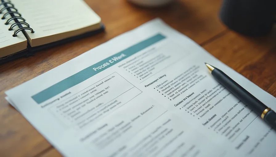 Team members referencing a simple one-page process document during everyday work.